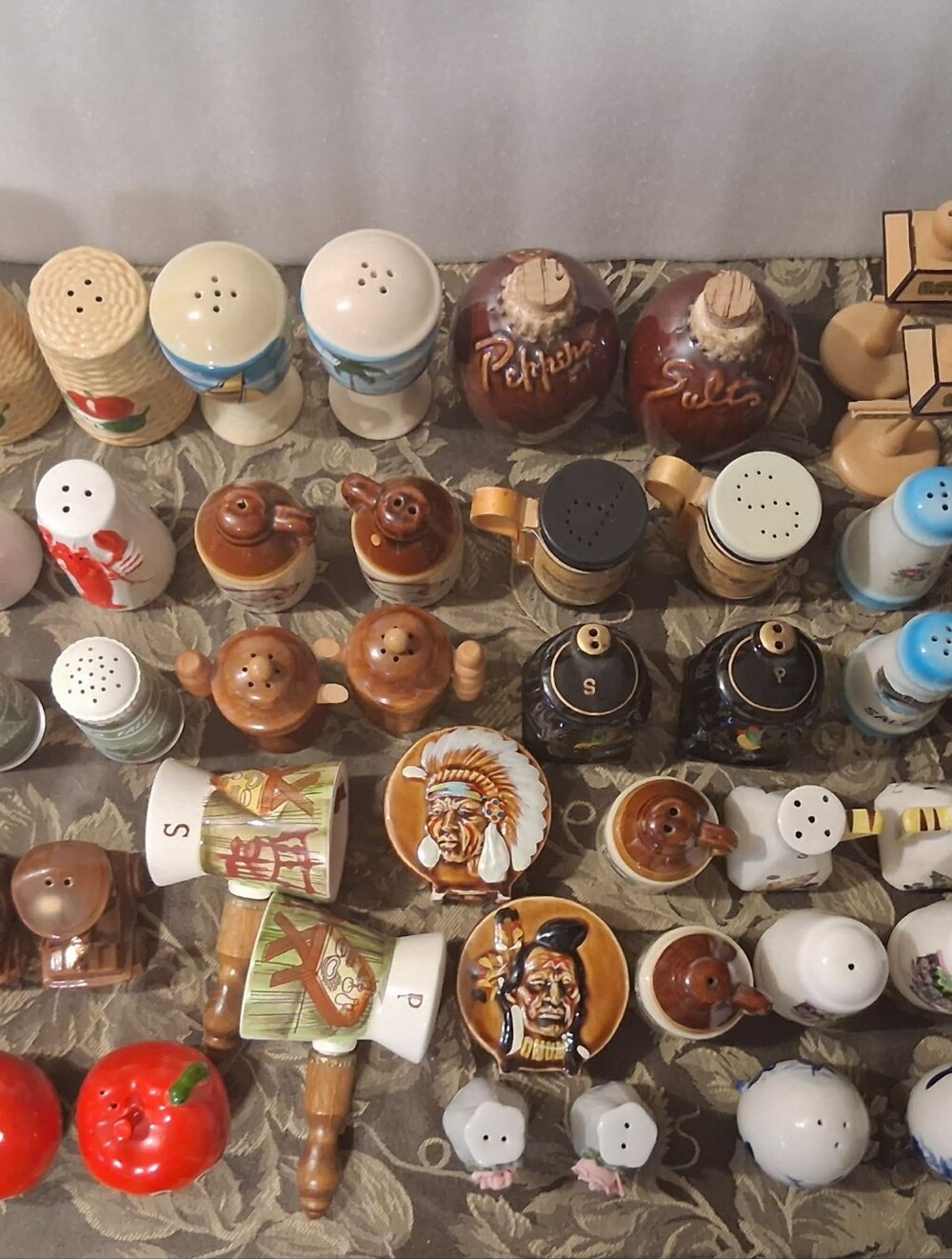 Salt and Pepper Shakers lot of 20 novelty sets Wooden/Porcelain/Japan